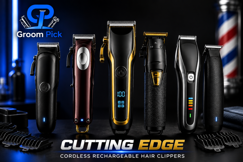Cutting Edge cordless rechargeable hair clippers with guides and LCD display