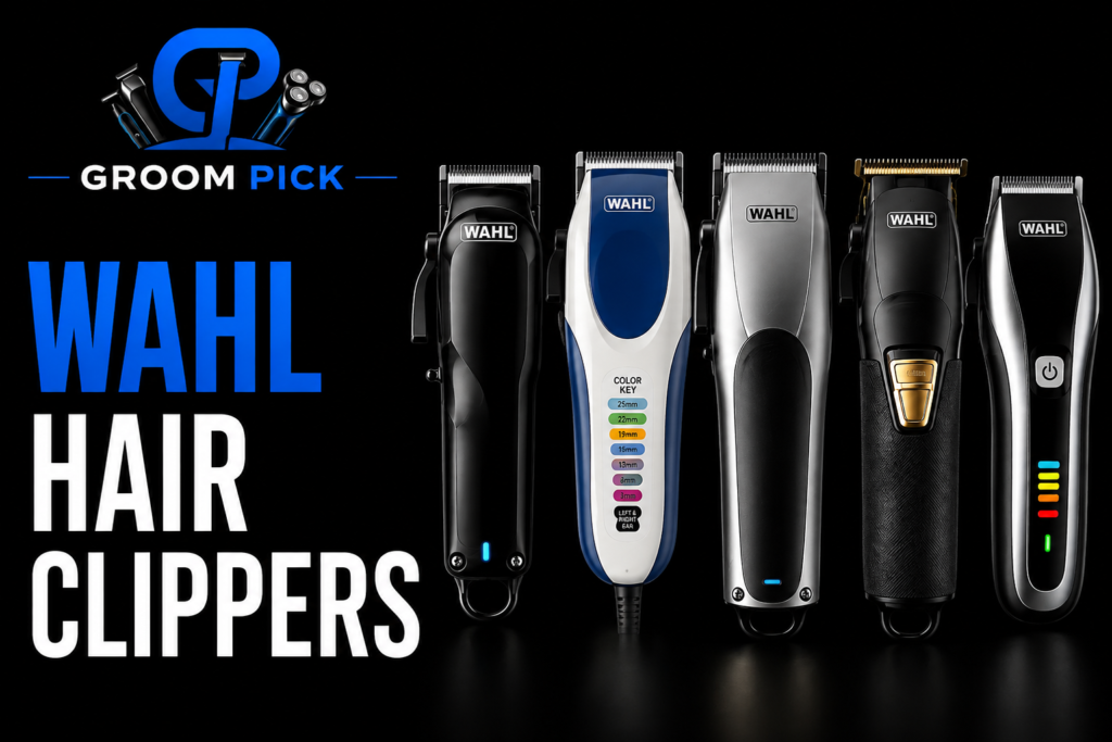 Wahl hair clippers featured in a professional grooming product lineup.