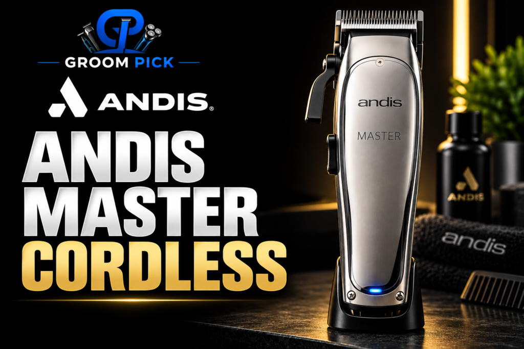 Andis Master Cordless clipper with adjustable blade for fades, tapers, and home.