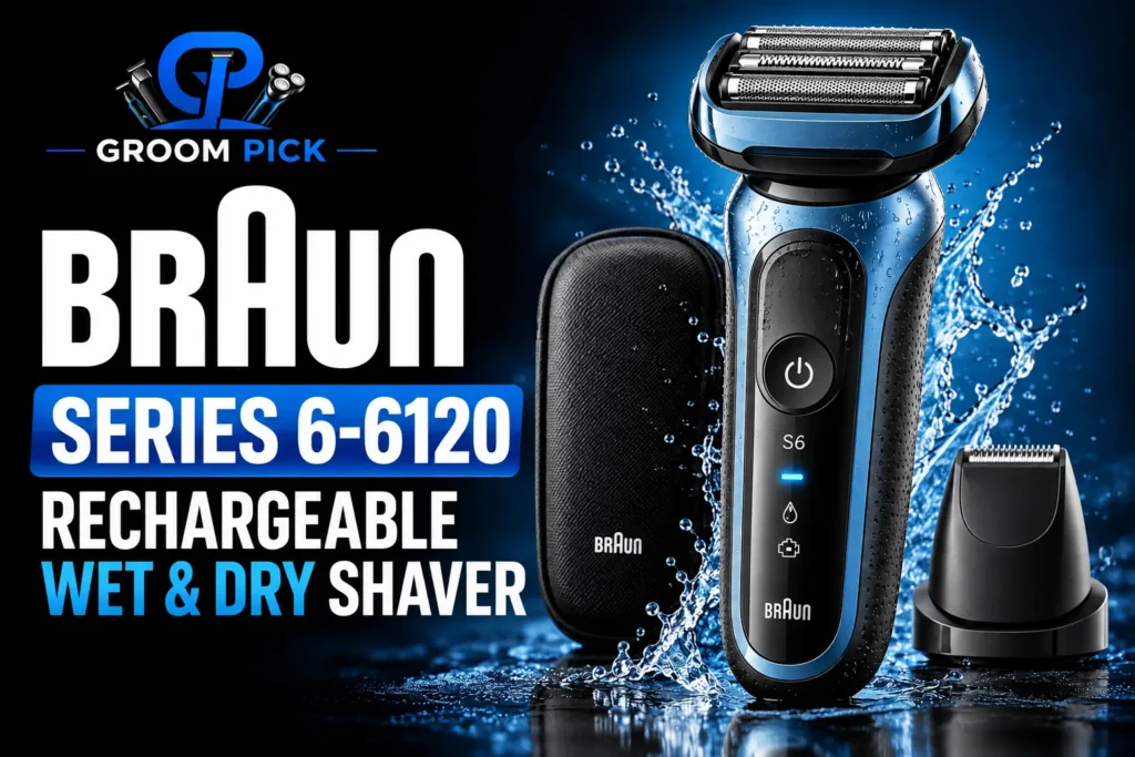 Braun Series 6-6120 rechargeable wet & dry shaver for men's daily grooming
