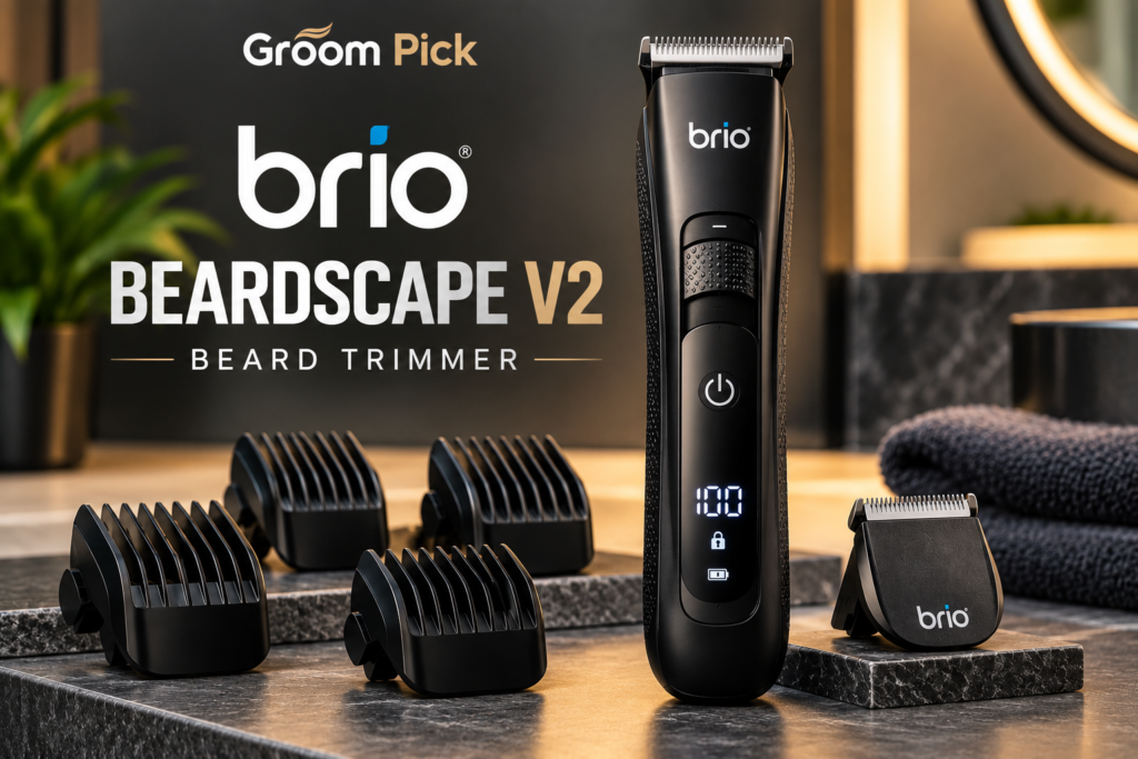 Brio Beardscape V2 beard trimmer with ceramic blade and adjustable guards