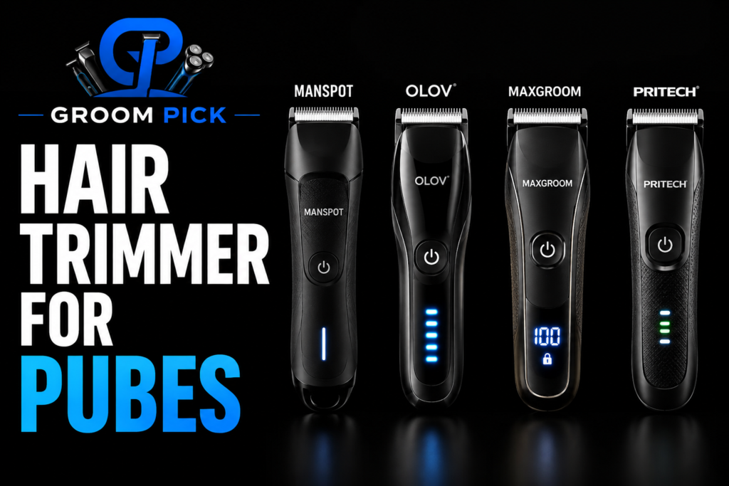 Hair trimmer for pubes for safe and comfortable men's groin grooming
