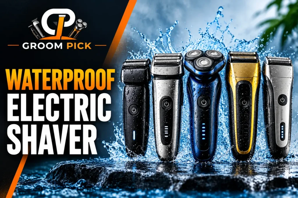 Waterproof electric shaver for wet and dry shaving with flexible heads