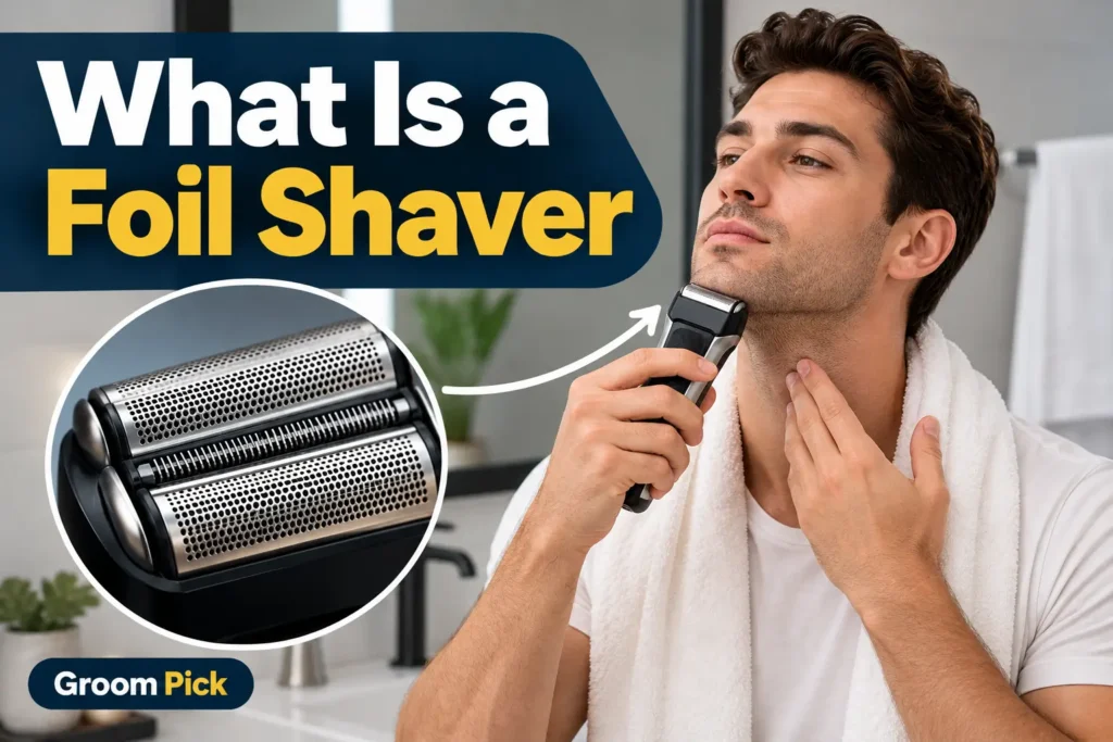 What is a foil shaver with perforated foil and cutting blades