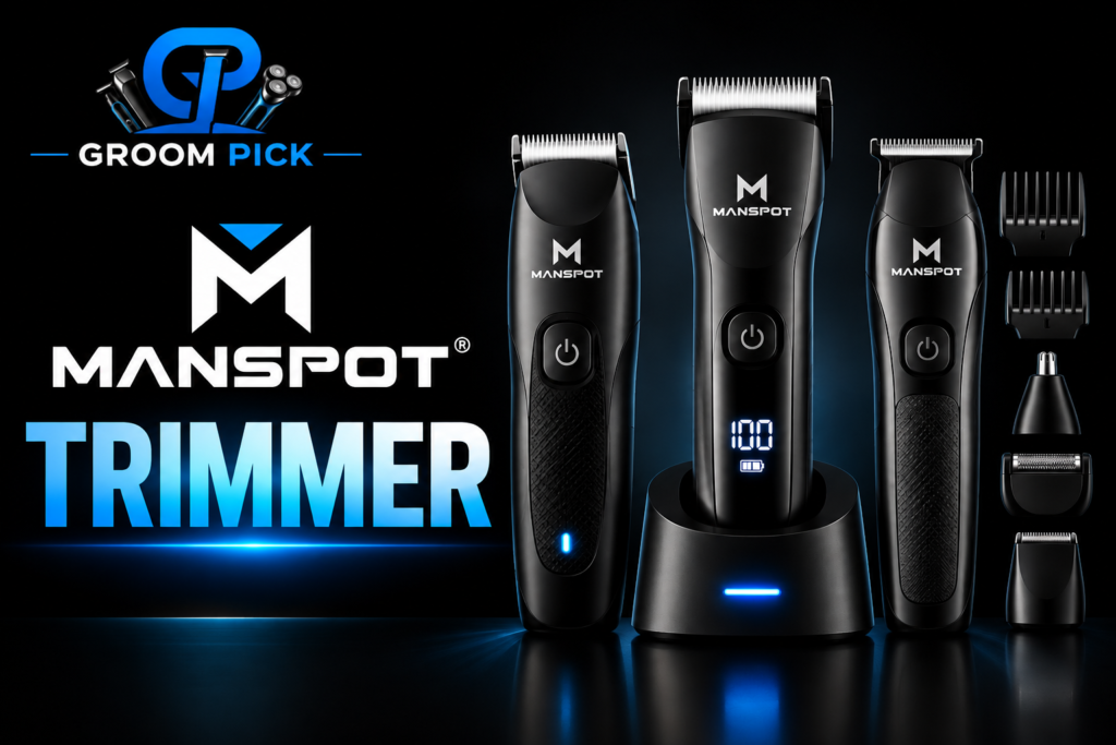 Manspot trimmer for precise, comfortable men's body and facial grooming at home