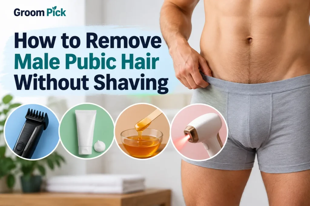 How to Remove Male Pubic Hair Without Shaving using safe grooming methods